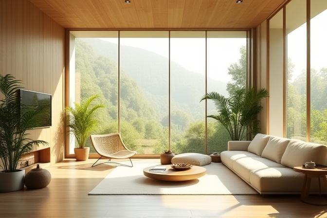 Modern eco-friendly interior equipped with smart devices